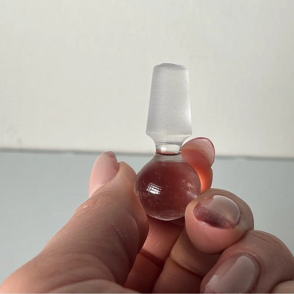 Vintage Clear Glass Oil /Vinegar Cruet Bottle With Swirl Pattern & Ball Stopper